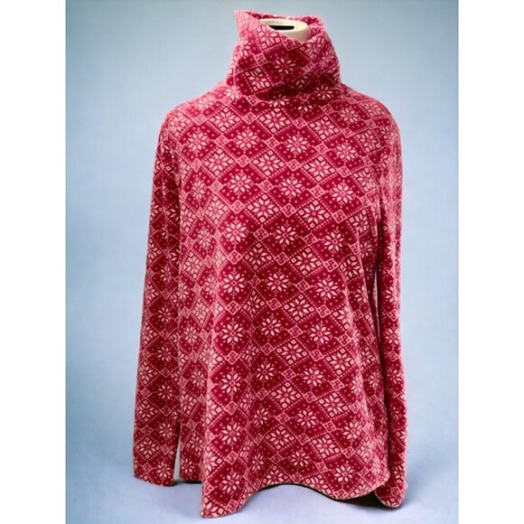 Kim Rogers ladies petite pullover pink turtleneck fleece top fair isle NEW PL - Picture 10 of 10